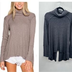 WE THE FREE Grey split back bohemian grunge womans oversized tunic Large